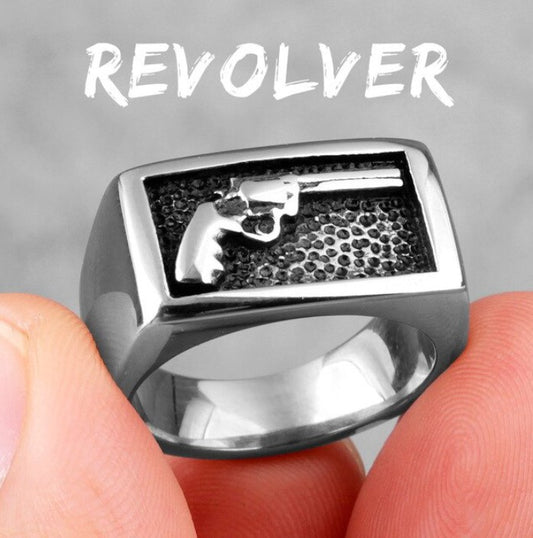 Cowboy Revolver stainless steel unixex ring - Providence silver gold jewelry usa