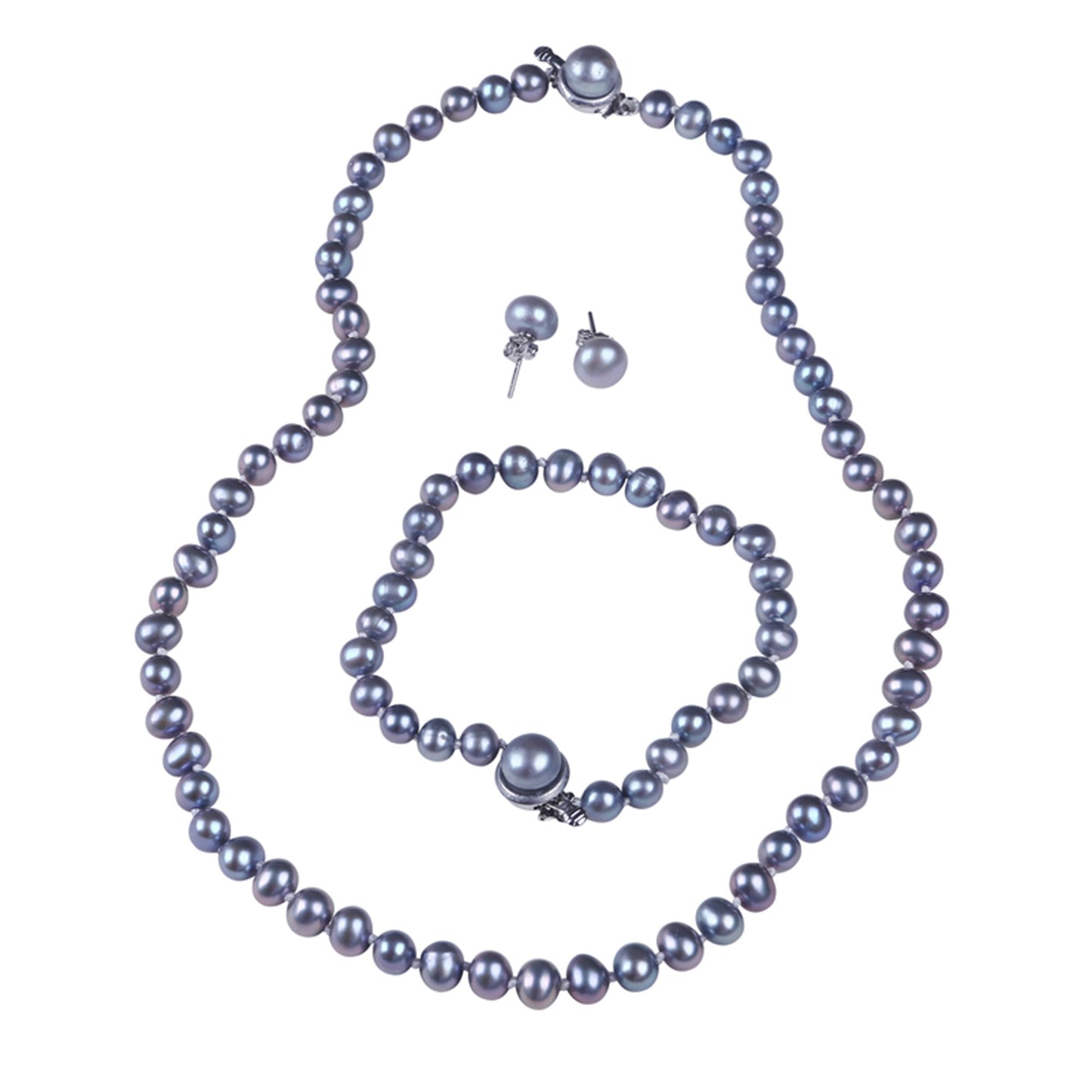 Quality 3 piece freshwater pearl set in elegant gift box-Wholesale - Providence silver gold jewelry usa