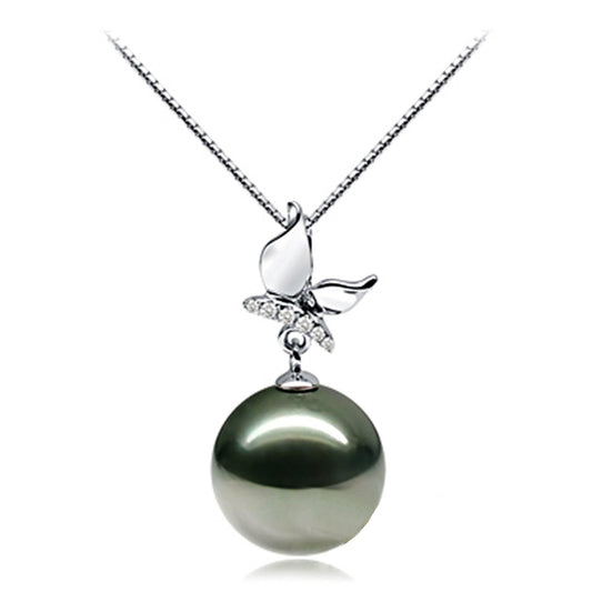 Tahitian Pearl and Diamond pendant 14K - Providence silver gold jewelry usa