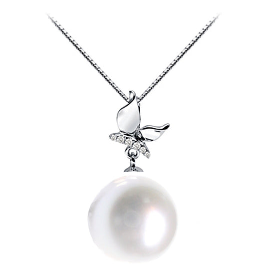 Freshwater Pearl and Diamond pendant 14K - Providence silver gold jewelry usa